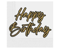 Paper napkins Elegant Happy Birthday, Decorata, FSC, 33 x 33 cm, 20 pcs